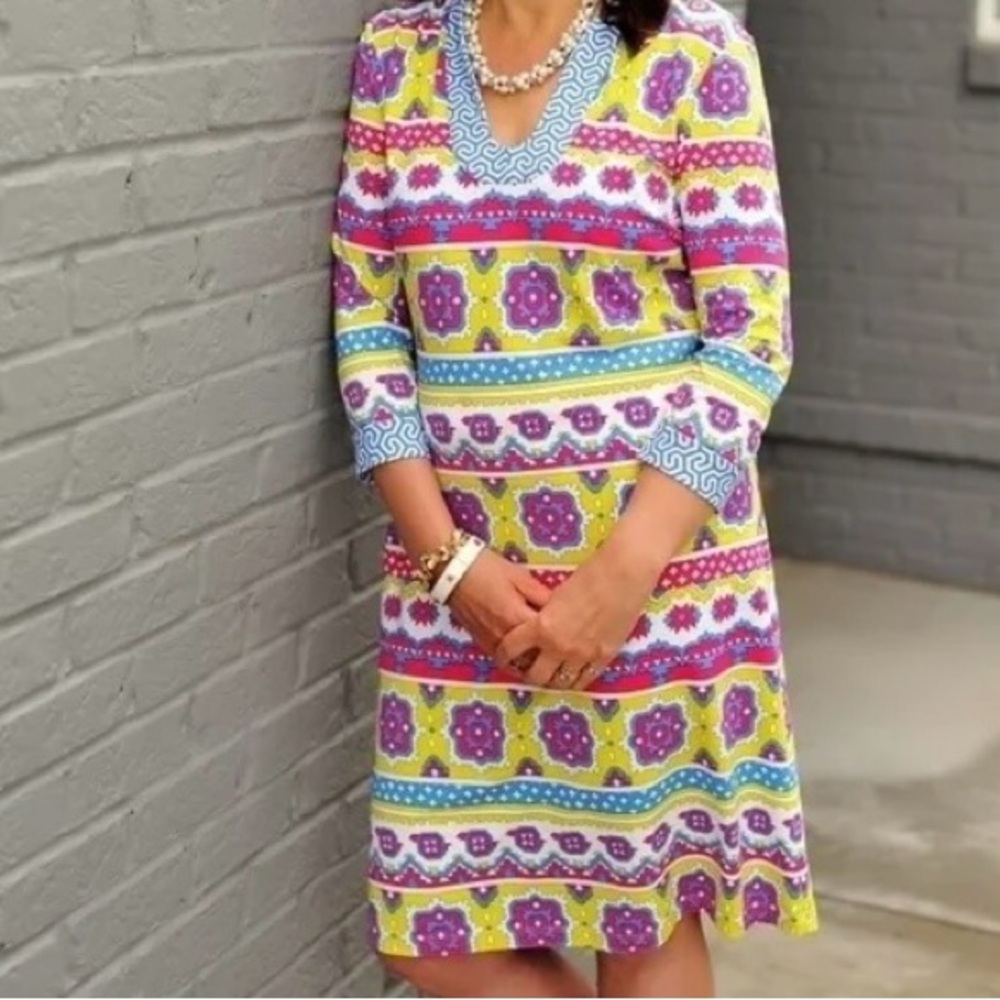 J. McLaughlin Gisel Tunic Dress Fiesta Print XS Catalina Cloth
